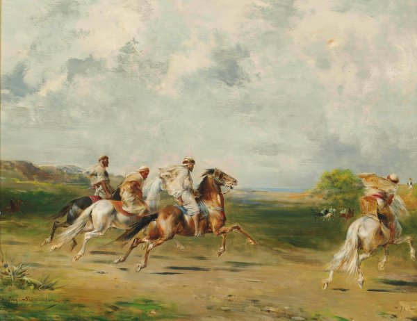 Arab Horsemen  by Eugene Fromentin - Hand-Painted Oil Painting Reproduction