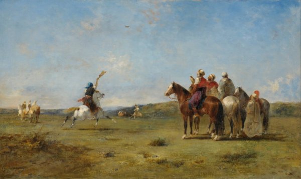 Arabes chassant le faucon by Eugene Fromentin - Hand-Painted Oil Painting Reproduction