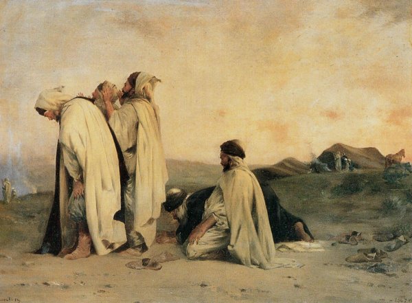 Main Product Photo of Arabs Praying Painting by Eugene Fromentin