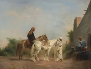 Horse traders by Eugene Fromentin Horse traders by Eugene Fromentin Oil Painting