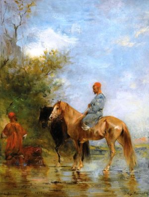 Horsemen by the River Oil painting by Eugene Fromentin