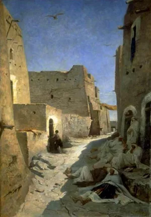 In the Rue Bab-el-Ghabi at Laghouat by Eugene Fromentin Oil Painting