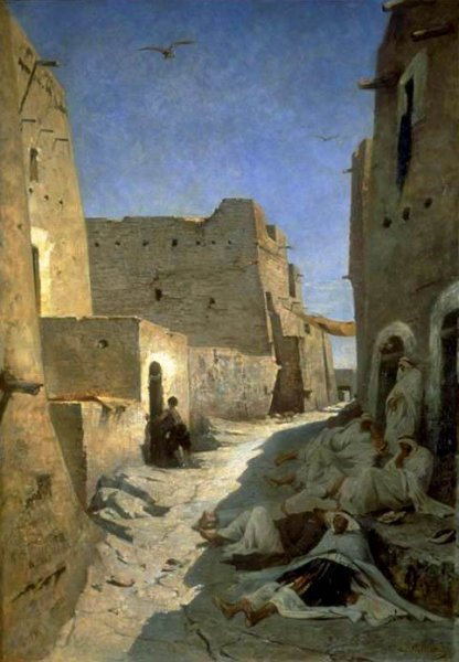 In the Rue Bab-el-Ghabi at Laghouat by Eugene Fromentin - Hand-Painted Oil Painting Reproduction