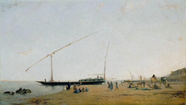 On the Nile, Near Philae  by Eugene Fromentin - Hand-Painted Oil Painting Reproduction