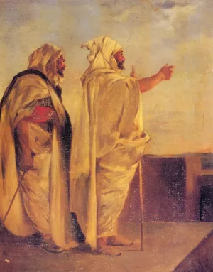 Two Arabs on a Terrace by Eugene Fromentin - Oil Painting Reproduction