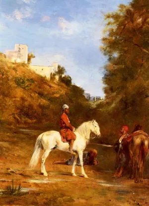 Watering The Horses by Eugene Fromentin - Oil Painting Reproduction