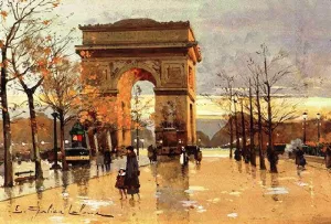 Arc de Triomphe - Paris by Eugene Galien-Laloue Oil Painting