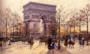 Arc de Triomphe by Eugene Galien-Laloue Oil Painting