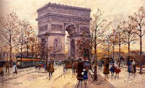 Arc de Triomphe Oil Painting by Eugene Galien-Laloue - Bestsellers