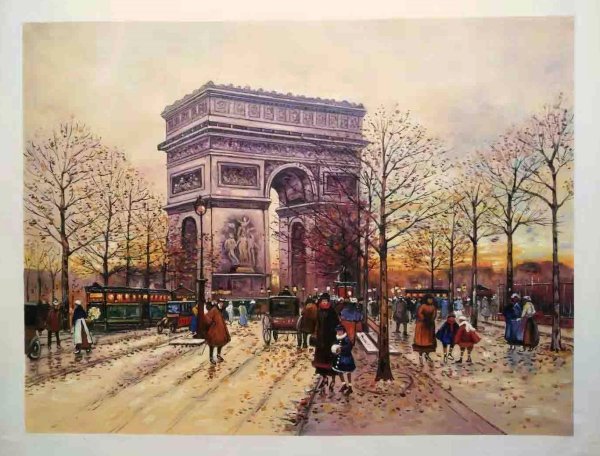 Sample hand-painted oil reproduction of Arc de Triomphe by Henri Biva