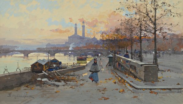 Main Product Photo of Au Quai Painting by Eugene Galien-Laloue