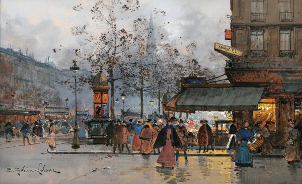 Main Product Photo of Boulevard Anime a Paris Painting by Eugene Galien-Laloue