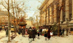 Flower Market 2 by Eugene Galien-Laloue - Oil Painting Reproduction