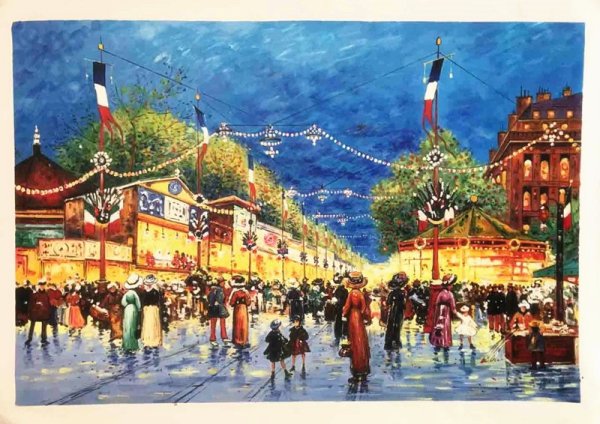 Sample hand-painted oil reproduction of Foire aux pains d'Epices, La Nation by Henri Biva