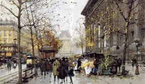 La Madeleine by Eugene Galien-Laloue Oil Painting