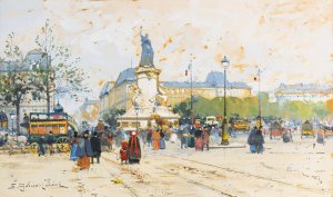 La Place De La Republique by Eugene Galien-Laloue Oil Painting