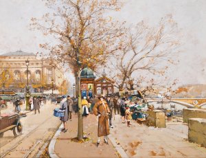 La Place Du Chatelet a Paris by Eugene Galien-Laloue Oil Painting