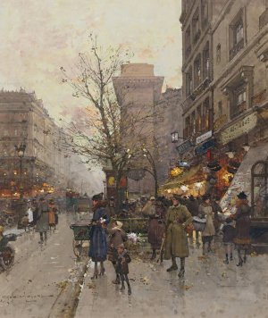La Porte Saint Denis, Paris by Eugene Galien-Laloue Oil Painting