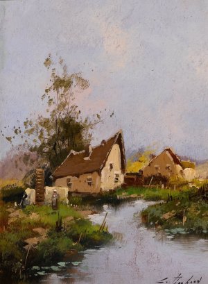 Landscape by Eugene Galien-Laloue Oil Painting
