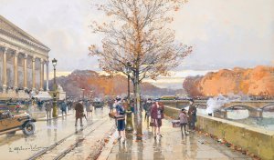 L'assemblee Nationale Et Le Pont De La Concorde by Eugene Galien-Laloue Oil Painting