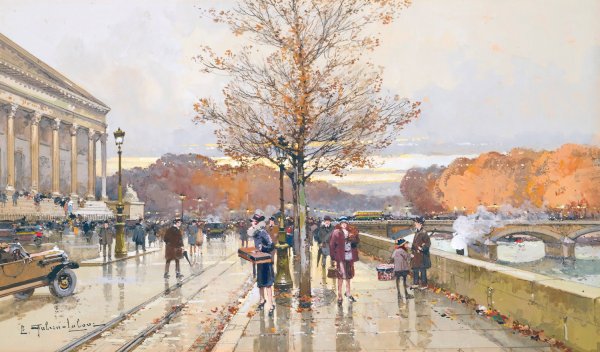 Main Product Photo of L'assemblee Nationale Et Le Pont De La Concorde Painting by Eugene Galien-Laloue