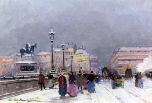 Le Pont Neuf by Eugene Galien-Laloue Oil Painting
