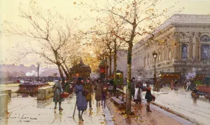 Les Quais De Paris painting by Eugene Galien-Laloue