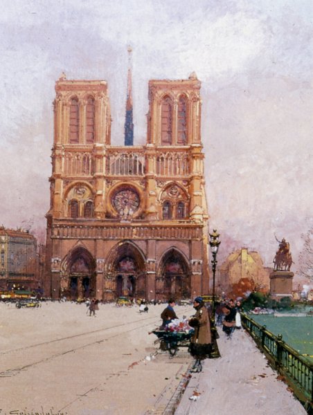 Main Product Photo of Notre Dame de Paris Painting by Eugene Galien-Laloue