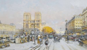 Notre Dame by Eugene Galien-Laloue Oil Painting