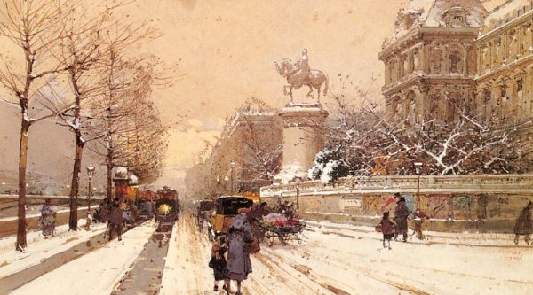Main Product Photo of Paris in Winter Painting by Eugene Galien-Laloue