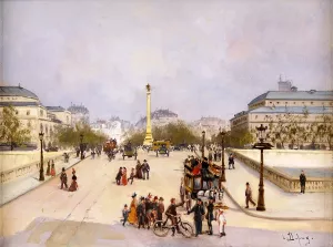 Parisian Boulevard by Eugene Galien-Laloue Oil Painting
