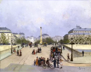 Parisian Street Scene by Eugene Galien-Laloue Oil Painting
