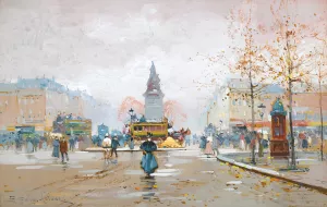 Place Clichy Oil painting by Eugene Galien-Laloue