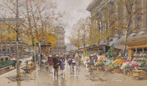 Place De La Madeleine by Eugene Galien-Laloue Oil Painting