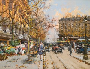 Place De La Madeleine by Eugene Galien-Laloue Oil Painting