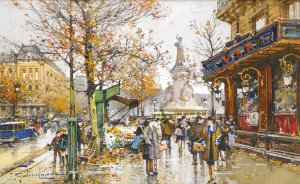 Place De La Republique by Eugene Galien-Laloue Oil Painting