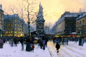 Place de la Republique - Paris by Eugene Galien-Laloue Oil Painting