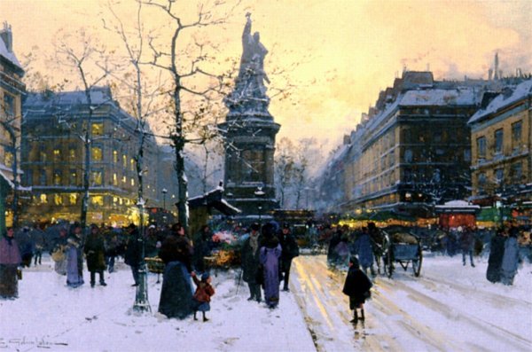 Main Product Photo of Place de la Republique - Paris Painting by Eugene Galien-Laloue