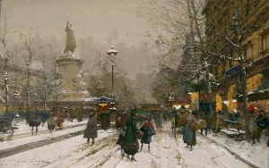 Place de la Republique by Eugene Galien-Laloue Oil Painting