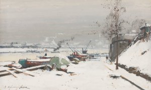 Quai De Bercy Sous La Neige by Eugene Galien-Laloue Oil Painting