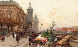 Quai de l'Horloge, Paris by Eugene Galien-Laloue - Oil Painting Reproduction