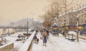 Quai Des Celestins by Eugene Galien-Laloue Oil Painting