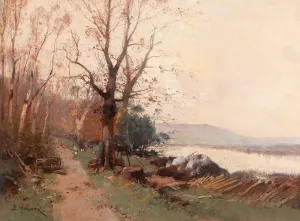 River Landscape Oil painting by Eugene Galien-Laloue