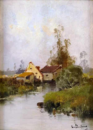 River Landscape by Eugene Galien-Laloue Oil Painting