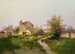 Rural Scene In The Barbizon Suburbs by Eugene Galien-Laloue Oil Painting