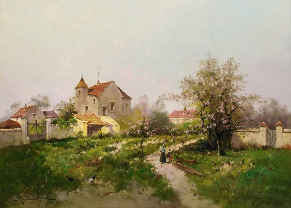 Main Product Photo of Rural Scene In The Barbizon Suburbs Painting by Eugene Galien-Laloue