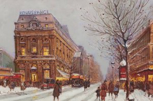 Theatre de la Renaissance by Eugene Galien-Laloue Oil Painting