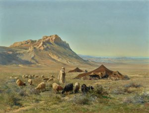A Bedouin Encampment by Eugene Girardet Oil Painting