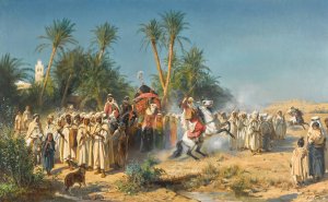 Celebration in Biskra by Eugene Girardet Oil Painting