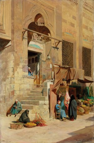 La Mosquee d'El Azar au Caire by Eugene Girardet Oil Painting